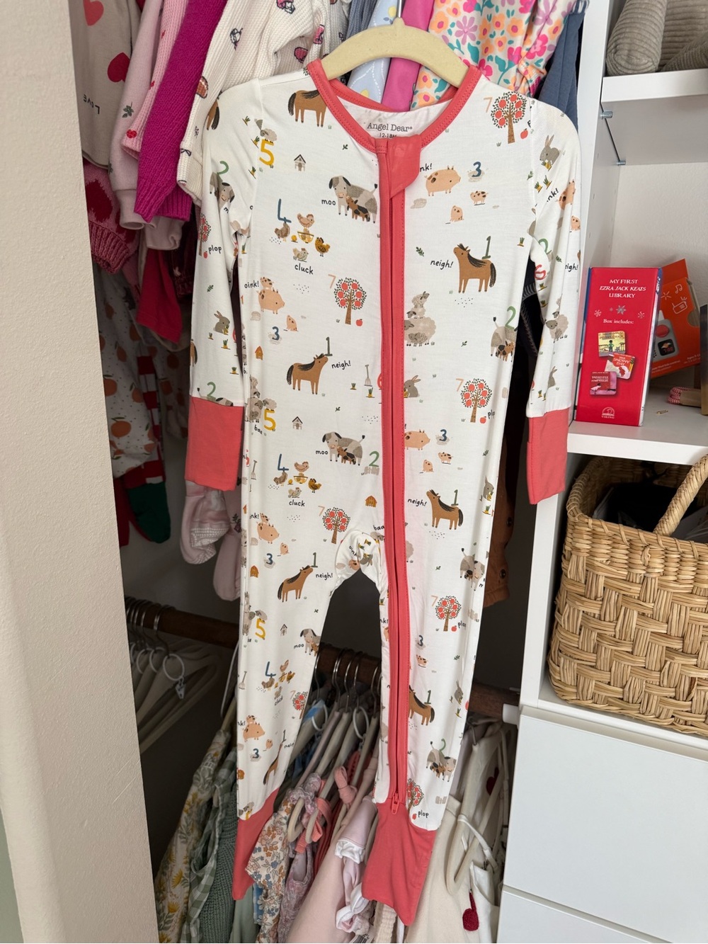 NWT Angel Dear convertible romper farm animals 12-18M